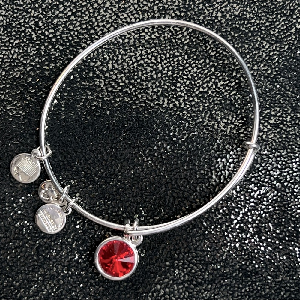 Alex + Ani Light Siam/July Birthstone Charm Bangle Bracelet